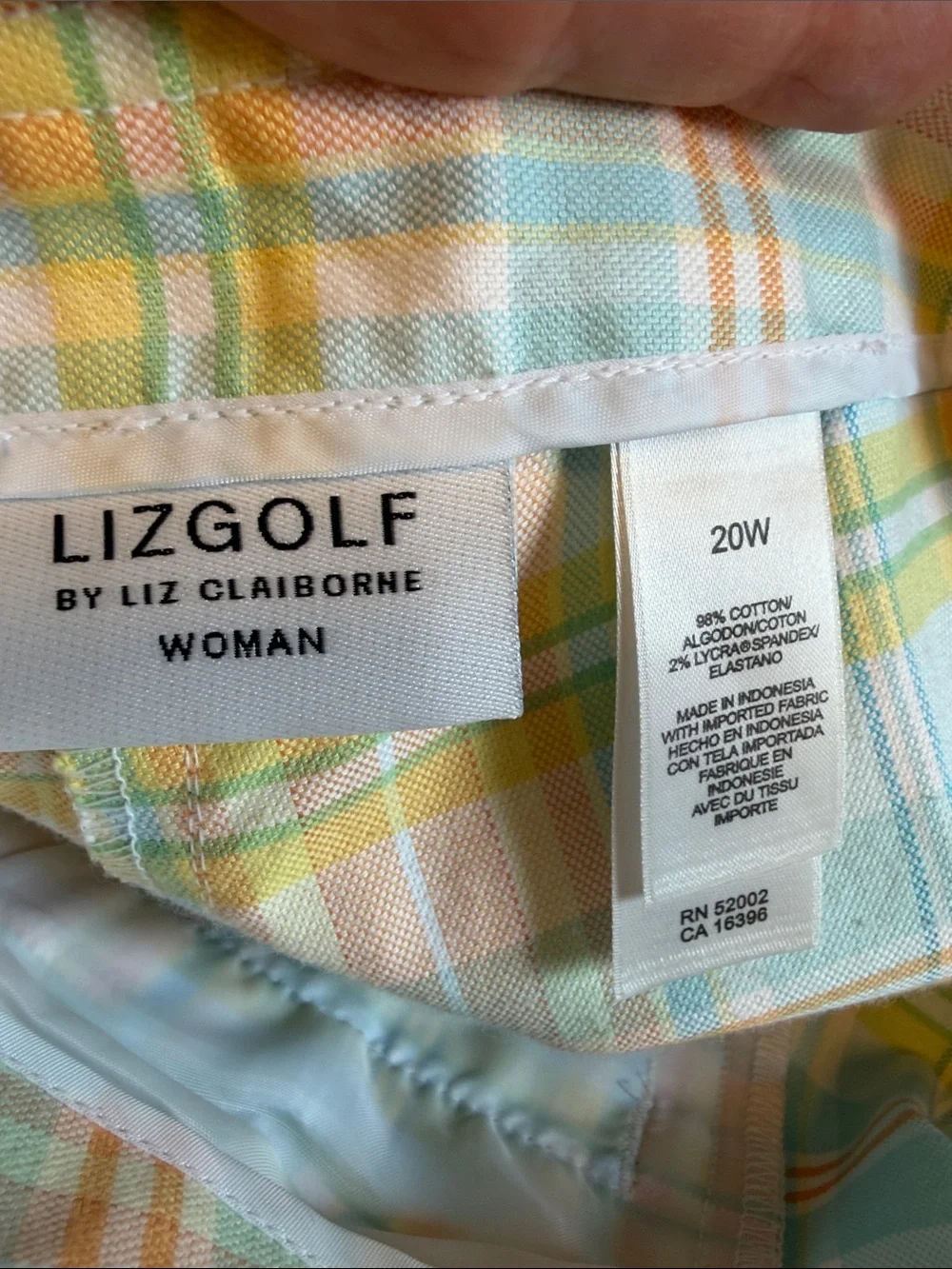Liz Golf plaid golf shorts skort size 20w